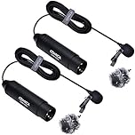 COMICA XLR Lapel Lavalier Microphone CVM-V02O,Omnidirectional Interview Mic Kit,Phantom Power Microphone for Canon Sony Panasonic Camcorder ZOOM H4n H5 TASCAM Audio Recorder SmartMixer(2 pack,5.9ft)