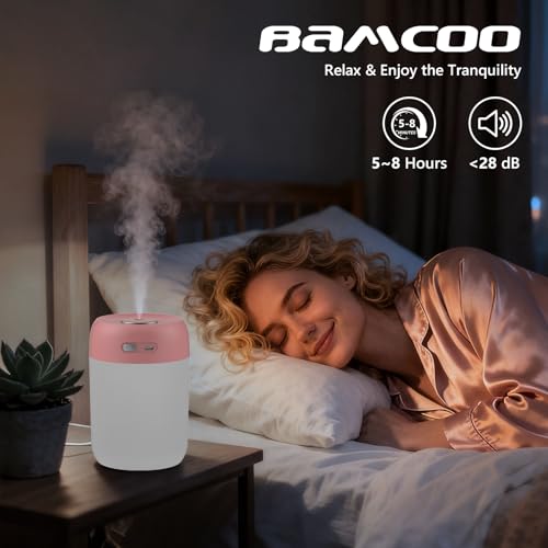 Image of Portable Small Humidifier, 650ml Plant Humidifier, Deep Pink