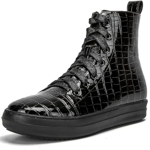 Image of IMPREMEY Women's High Top Sneakers Lace Up PU Leather Shoes with Thick Soles and Zipper, Fashionable Walking Shoes