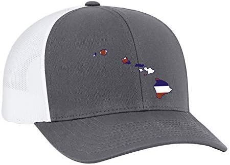Heritage Pride Hawaii State Flag Embroidered Trucker Mesh Snapback Hat Graphite White Mesh