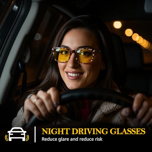 FIMILU Polarized Night Vision Glasses for Men Women, Trendy Yellow Lens Glasses for Night Driving, UV400 Protection2