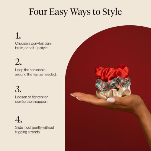 Image of Kitsch Holiday Satin Scrunchies or Women - Multi Color, 3pc