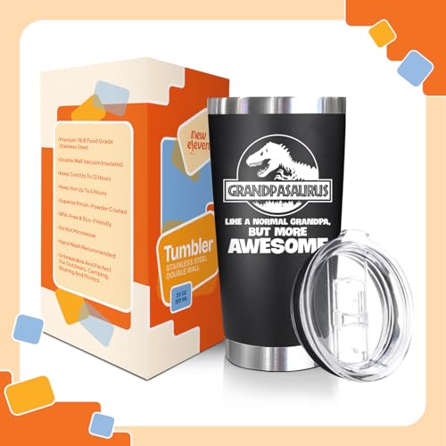 Image of NewEleven Fathers Day Gift For Grandpa From Granddaughter, Grandson - Gift Ideas For Grandfather, New Grampa, Promoted To Grandfather, Grandchildren, Grandkid - 20 Oz Tumbler