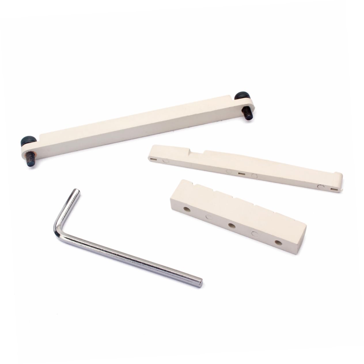 FAVOMOTO Nut Saddle Set Electric Guitar Parts Pom Material Easy to Install .1x2.5x1.0cm White Great Tone Enhancement