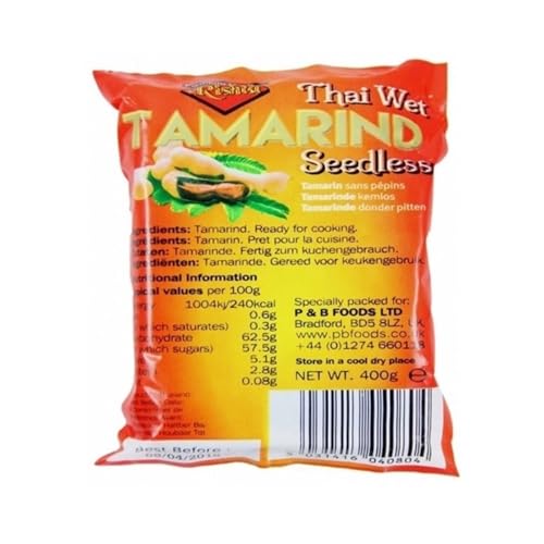 Pasta de tamarindo sin semillas, 454 g, bloque de fruta de tamarindo compacto 100% natural