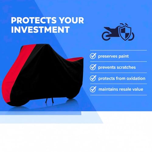 Image of Motorcycle Scooty Body Cover for Outdoor Use - Heavy Fabric Water Resistant Two Wheeler Cover with UV, Dust & Rain Protection Compatible for Ola S1 Air
