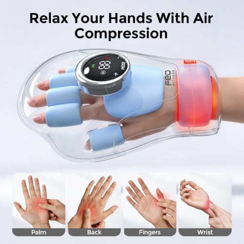 Red Light Hand Massager with Heat and Compression, Cordless DROPS TO - image 2