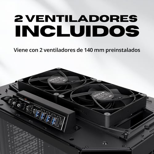 Miniatura 2 de Thermaltake The Tower 600 | Mid Tower ATX Octogonal | 2 Ventiladores de 140mm Preinstalados | Ventilación Vertical | Compatible con Radiador de 420mm y hasta 13 Ventiladores | Negro