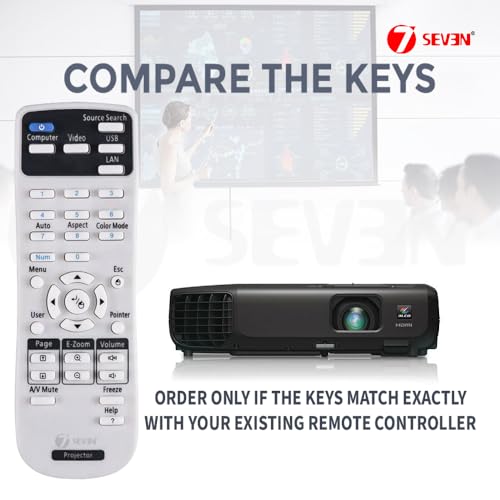 Image of 7SEVEN Compatible Epson Powerlite Projector Remote Original 1599176 Model Fit to EX3220 EX5220 EX5230 EX6220 EX7220 725HD 730HD Series and Alternative Part Number 159917600