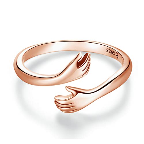 Bague ouverte mains câlin en argent 925 de déclaration de qualité plaquée or
