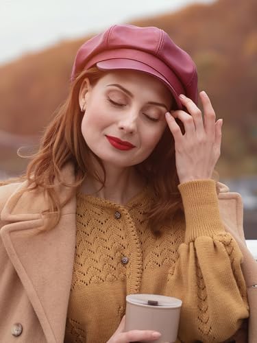Set de 4 Gorras Newsboy de Cuero PU para Mujer miniatura 2