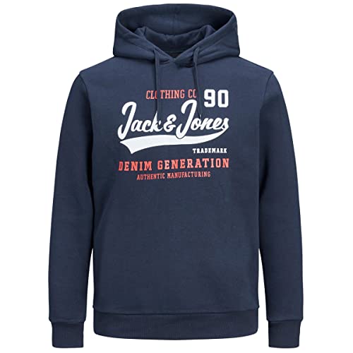 JACK&JONES PLUS JJELOGO Sweat Hood 2 Col 22/23 Noos PS Sudadera con Capucha, Navy Blazer, 3XL para Hombre Cover