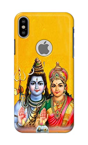 Image of Generic PRINTFIDAA Lord Shiva Parvati Yellow Background Printed Designer Hard Back Case Cover for Apple iPhone X Logo /iPhone 10 / iPhone Ten /iPhone Xs Logo -(SS) MVN1008