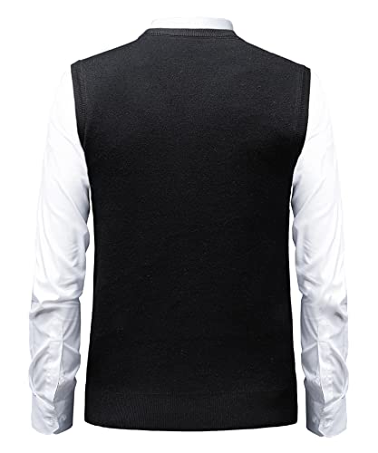 Mens Argyle Sweater Vests Classic V-Neck Sleeveless Pullover Grey Black Knitwear Nice Tank Tops for Dad Husband3