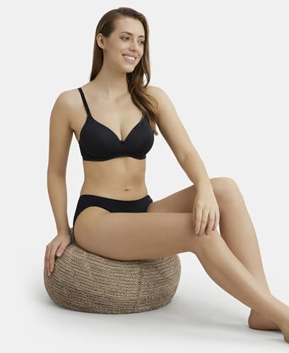 Image of Jockey 1819 Women's Wirefree Padded Microfiber Nylon Elastane Stretch Full Coverage Multiway Styling T-Shirt Bra with Magic Under Cup