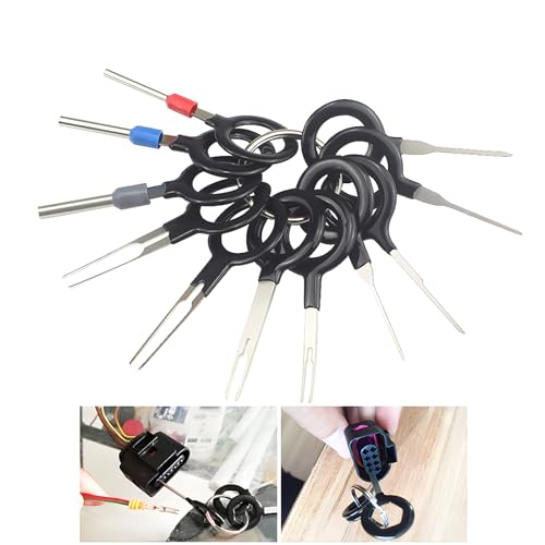 CESFONJER 11Pcs Herramientas de Eliminacion de Terminales Kit de Extractor de Pin de Conector Crimpado Cableado Cable Electrico del Coche Juego de Herramientas Manuales de Reparacion