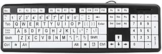 Zunate White Large Print Computer Keyboard, Standard 104 Keys USB Wired Keyboard, High Contrast White Keys with Big Print Letters Help for Seniors and Low Vision Individuals, Plug and Play(black)