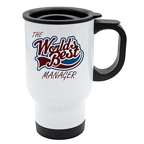 Image of The Worlds Best Manager Thermal Eco Travel Mug - White Stainless Steel - Reusable Coffee Cup