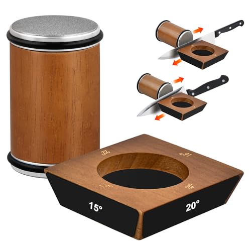 Ecofocet Messerschärfer Profi, Rollschleifer mit 15°, 18°, 20° und 22° Magnet-Schärfwinkel, Diamant-Schleifstein für Gerade Kanten,...