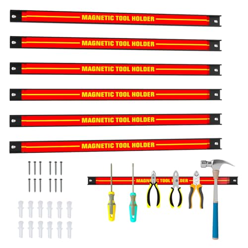 Goplus 6PCS 18' Magnetic Tool Holder, Wall Mounted 176LBS Capacity Magnetic Tool Organizer, Heavy...