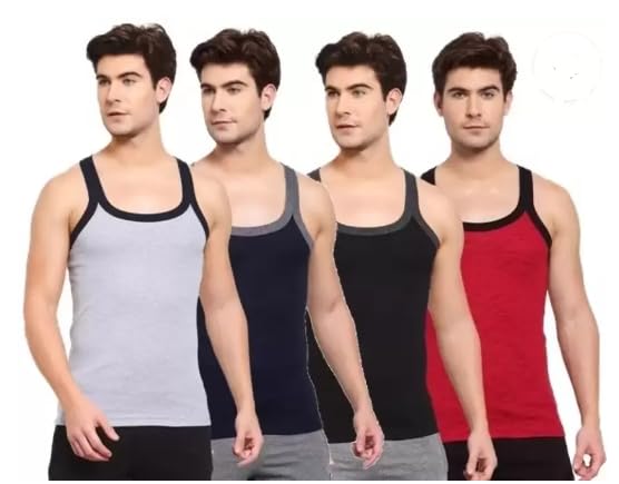 Mens Cotton Multicolor Gym Vest Innerwear Combo-image-47