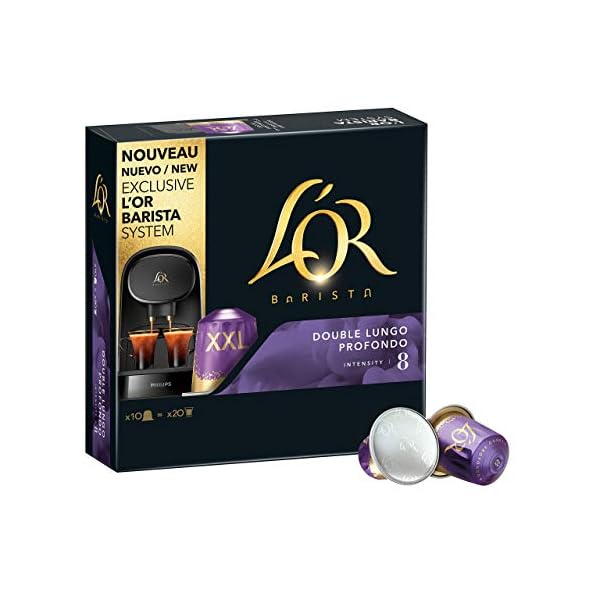 L'OR BARISTA Cápsulas Doble Lungo Profondo Intensidad 08 - Pack de 5 x 10 [Total 50 cápsulas]