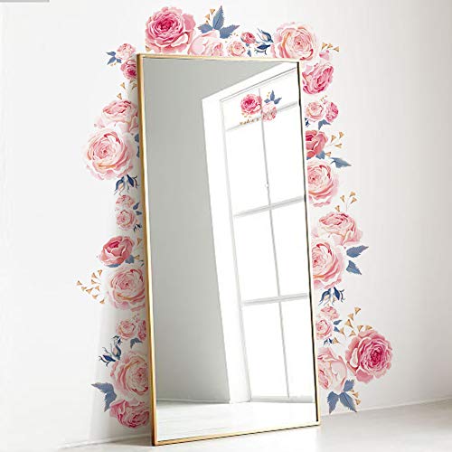 Decalmile Pink Rose Wall Stickers Removable Flower Wall Decals Bedroom Living Room Wall Art Décor (2 Pack) #TOP3