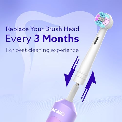 Image of AGARO Cosmic Oscillating Electric Toothbrush Refill Heads, Soft Bristles for Cleaning, Pack of 4 Brush Heads for Daily Oral Care,Compatible with AGARO Cosmic Plus & Cosmic Ultra Oscillating Toothbrush