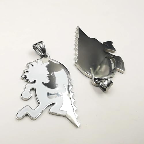 One Pair Of Pendant Charm White Black Hatchetman Hatchet Man womenJuggalo Juggalette Couple Heart Necklace 4mm 24'' silver hip hop pendant for Women, Men, hatchet man2