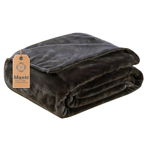 EASY SPEED Mantas Sofa, Manta de Franela Microfibra Suave para Sofá y Cama, Super Caliente para Adulto y Niño,Sin Arrugas (Gris Oscuro, 130 x 160 cm)