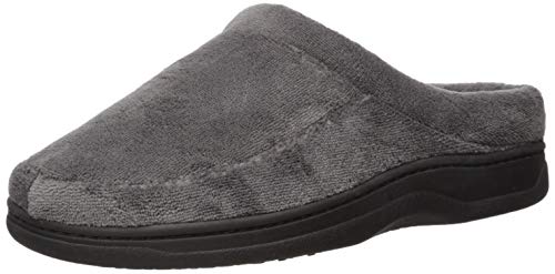 Dearfoams DF Men's Microfiber Terry Clog Slipper, Pavement, XL Medium US