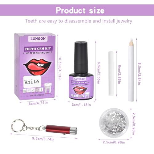 Zahnschmuck Set DIY Zahn Edelstein Kit Mit Kleber Zahnstein Schmuck em Kit Zahnschmuck Dekorations Set, Zahnstein Schmuck Tooth Crystal Kit, für Reflektierende Zahnverzierungs-Dekoration (Weiß)