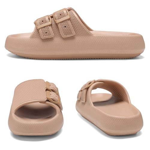 HQUEC Buckle Sandals for Women and Men Adjustable EVA Flat Slids Comfortable Pillow Slippers3