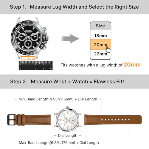 Image of Fullmosa 2 Pack 20mm Leather Watch Bands Quick Release Watch Strap for Men Women, Soft Replacement Strap Wristband with Stainless Steel Buckle,20mm Toffee Brown&Black /Black&Silver | 2 Pack Straps for Vivoactive 6 /5, Venu Sq /Sq 2, Samsung Galaxy 7 /6 /5, Gear S2 Classic, Toffee Brown+Black /Black+Silver