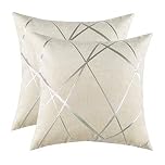 GIGIZAZA Cushion Covers 26x26 Inch Decorative Square Ivory Pillow Cases 65x65 cm for Bedroom Sofa Living room,Set of 2