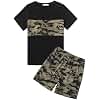 Arshiner boys t-shirt with short set summer leisure clothing sets short sleeve shirt two-piece color block fashion outfits for boys 11-12 years