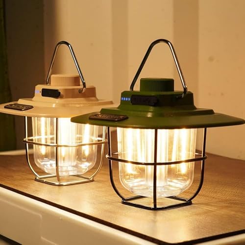 Kamp Lambası Feneri Vintage LED Kamp Feneri Suya Dayanıklı 5.000 mAh Açık Yürüyüş için Kamp Işık Lambası Elektrik Kesintisi Acil Ev Arka Bahçe Verandası Balkon Teras - Görsel 1