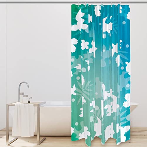 Rideau de douche bleu tortue tropicale dimensions 168 x 183 cm