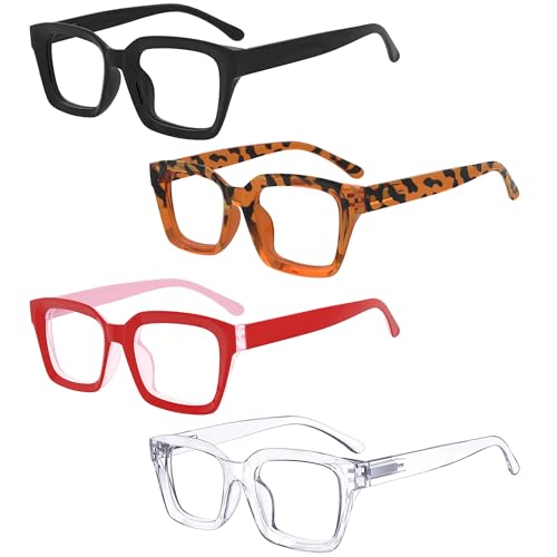Image of Eyekepper 4 Pack Ladies Reading Glasses - Oversized Square Design Readers for Women +1.00