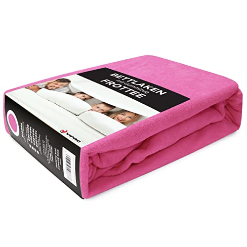 Vipro Group Spannbettlaken 140x200cm Frotte - Rosa Kuschel Bettlaken, Spannbetttuch Laken - Betttuch Betttuch Ideal für jeden Matratzentyp Spannbettlaken, Bettlaken mit Gummizug Cover