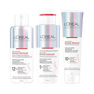 L'Oréal Paris Hair Expertise Bond Repair Shampoo and Conditioner Set with Hair Treatment, Citric Acid for Hair Breakage, 3x Pieces (Pre-Shampoo, Shampoo, Conditioner)