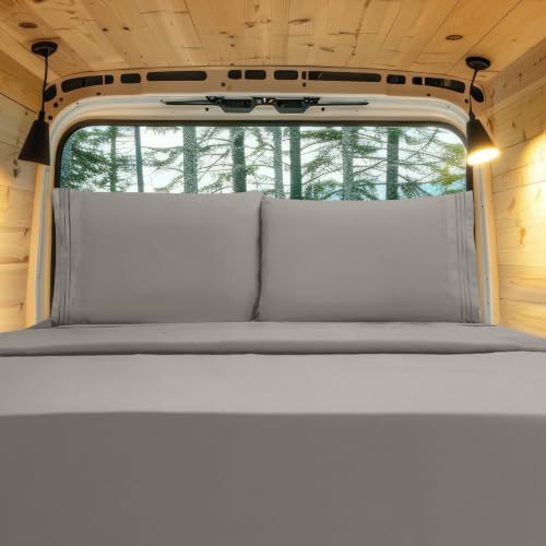 Image of Elegant Comfort Luxury 1500 Premium Hotel Quality Microfiber 4-Piece Sheet Set - Wrinkle Resistant, All Around Elastic Fitted Sheet, Deep Pocket up to 16 inch, RV Short Queen, Gray