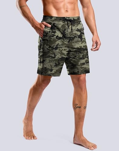 Image of G Gradual Mens Swim Trunks with Compression Liner 7 inch /9'' Quick Dry Board Shorts Swimsuit Bathing Suit for Men Zipper Pockets