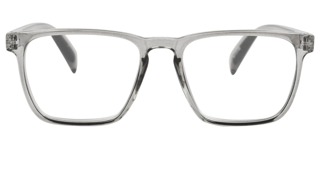 I-Sential Reading Glasses Large Lens with Case Spring Hinges Designer Style for Men Women Ladies Readers Translucent Grey 1.25 - Image 2