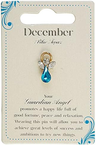 Spilla Angelo Custode Con Gemma Smeraldo - Regalo Di Buona Fortuna, Chiusura A Moschettone, Confezione Regalo