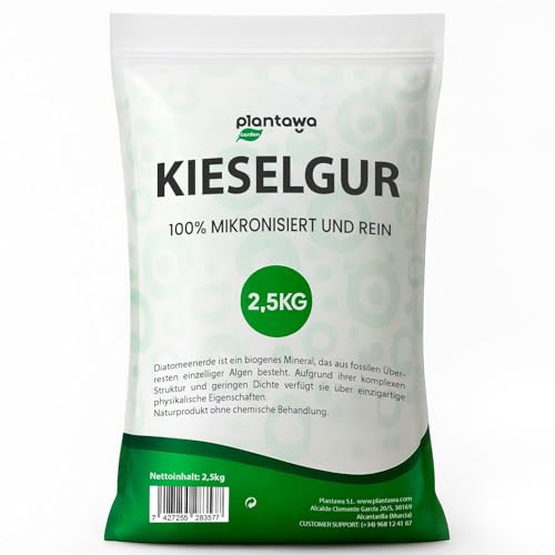 PLANTAWA Kieselgur 2 5kg | 100% Natürlich und Nachhaltig | Diatomaceous Earth | Fein Gemahlenes Kieselgur Pulver Ohne Chemische Behandlungen | Vielseitig Einsetzbar