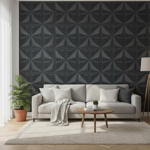Image of Kayra Decor 3D PVC Wall Panel Bloom Design, Nexa Gray Color 19.7 inch x 19.7 inch (Pack of 18) - Covers 48.51 Sq. Ft.