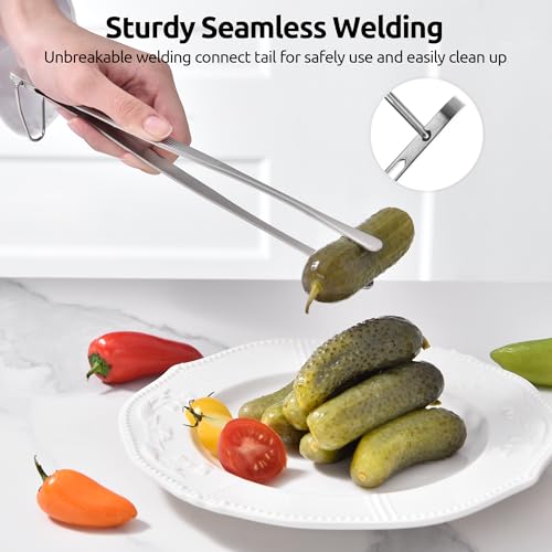 Image of U-Taste Kitchen Cooking Tweezers, 18 /8 Stainless Steel Tongs Set of 2, 10in