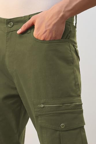 Image of NOBERO Men's Utility Cargo Pants | Cargo Pants for Men | Regular Fit | Multi-Pocket Utility Design | Durable Woven Fabric | Everyday Wear