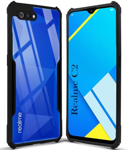 Image of Jkobi Back Cover Case for Realme C2 (Shockproof with Polycarbonate Clear Panel | Professional Black)